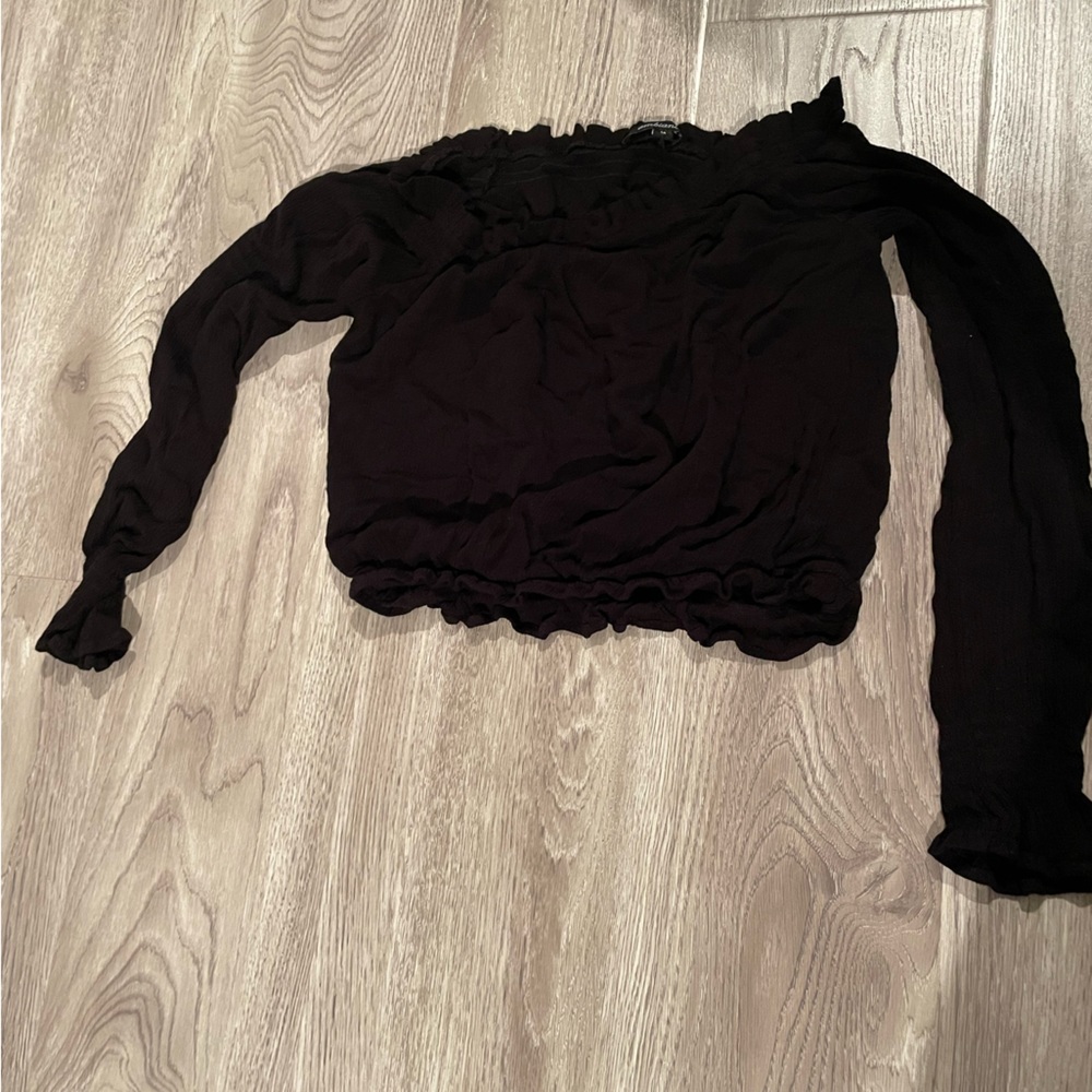 Black off the shoulder long sleeve top